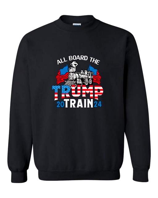 All Board The Trump Train 2024 Black color SWEATER Shirt XXXL