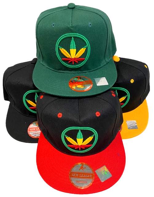 Wholesale Rasta Color Marijuana HAT, Baseball Cap.
