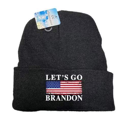 Wholesale Let's Go Brandon Black Color winter Beanie HAT