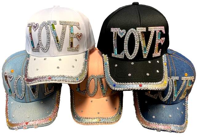 Wholesale Rhinestone Blinbling BASEBALL Hat/Cap LOVE