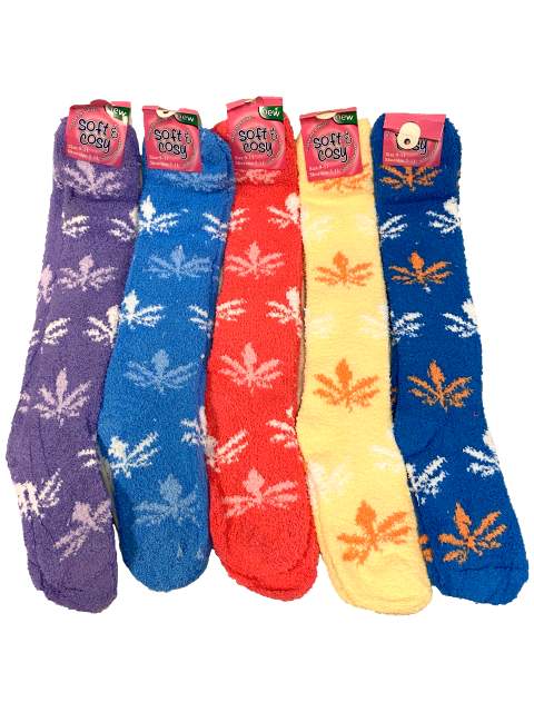 Wholesale Long 21'' LADY Marijuana Fuzzy Socks