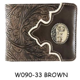 Wholesale Praying Horse Western Bi-fold WALLET Brown