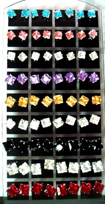 Wholesale 36 pairs square STUDs EARRINGS per display card