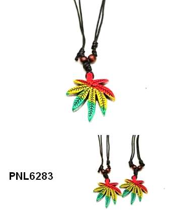 Wholesale Adjustable Size Necklace with Rasta Color Marijuana