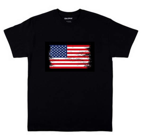 Wholesale USA FLAG Black Color T-shirt XXL