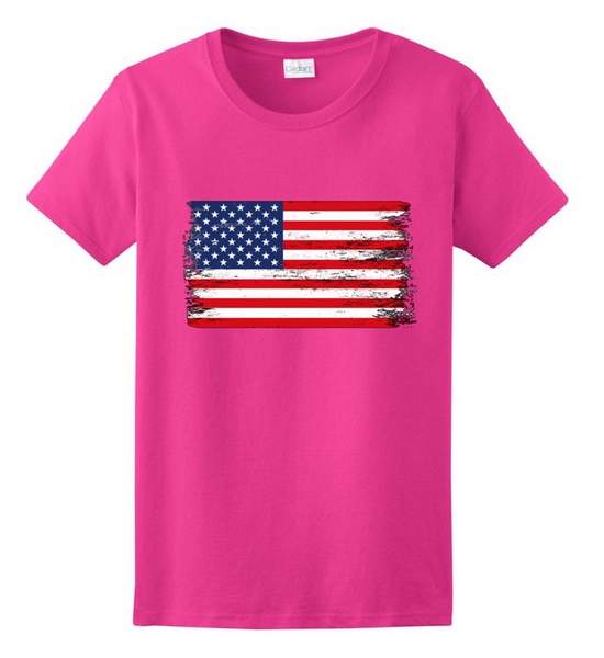 Wholesale USA FLAG Pink Color T-shirt