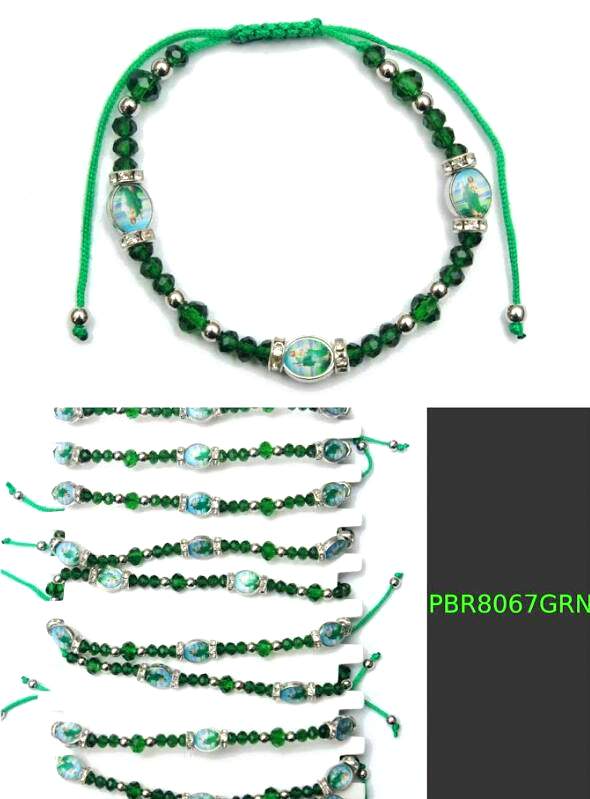 Wholesale San Judas Bracelet with Green Color Crystal