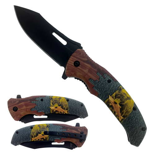 Wholesale BLACK Blade Plastic Wood Handle BEAR Design