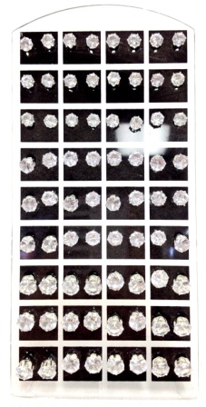 Wholesale 36 pairs of clear round studs EARRING display