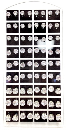 Wholesale 36 pairs of clear round STUDs EARRING display