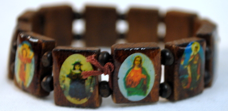 Wholesale 12 pcs bracelet rosary SAINT brown