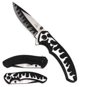 Wholesale 8'' Black Stainless Blade Full Metal POCKET KNIFE