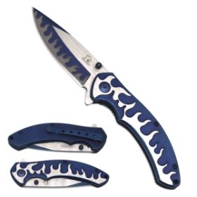 Wholesale 8'' Blue Stainless Blade Full Metal POCKET KNIFE