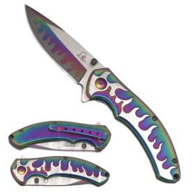 Wholesale 8'' Rainbow Stainless Blade Full Metal POCKET KNIFE