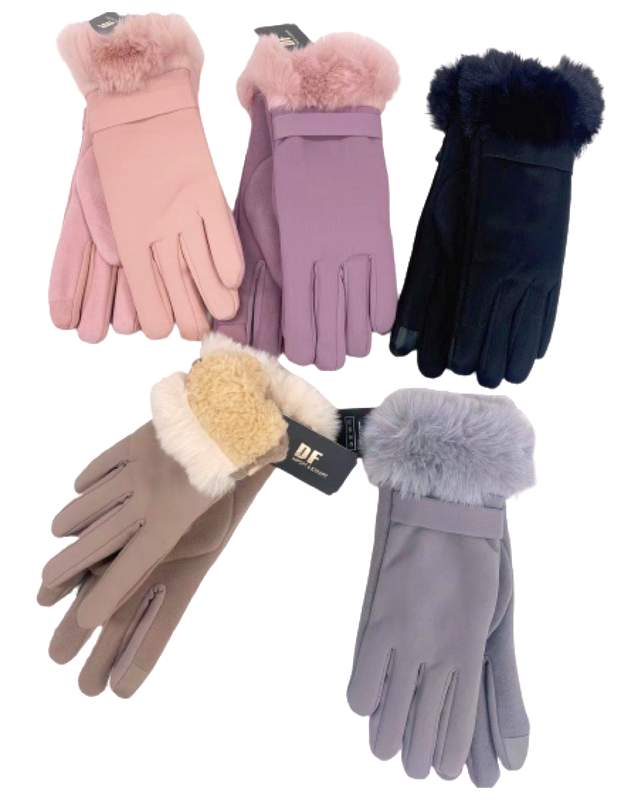 Lady Winter Fur Touch GLOVES Solid Color