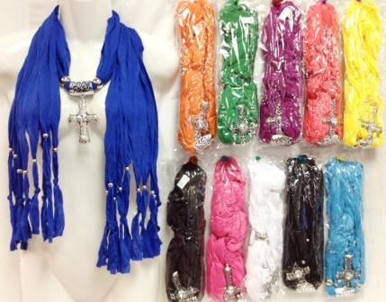 Wholesale Vintage Cross Pendant Scarf Necklace Scarves