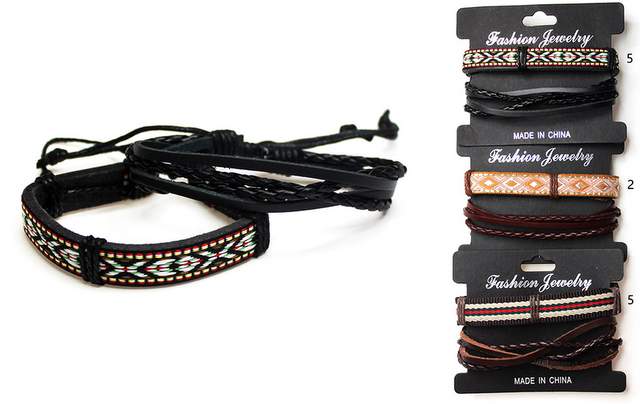 Wholesale 2pcs set Faux LEATHER Bracelet