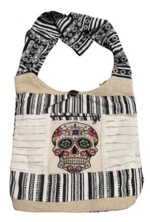 Wholesale RAZOR Cut Heavy Material Sugar Skull Graphic Hobo Bags