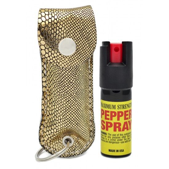 Wholesale Golden Glitter 1/2 oz keychain pepper spray