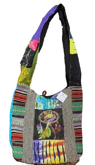 Wholesale Handmade Tie Dye Wolf DREAM CATCHER Design Hobo bags