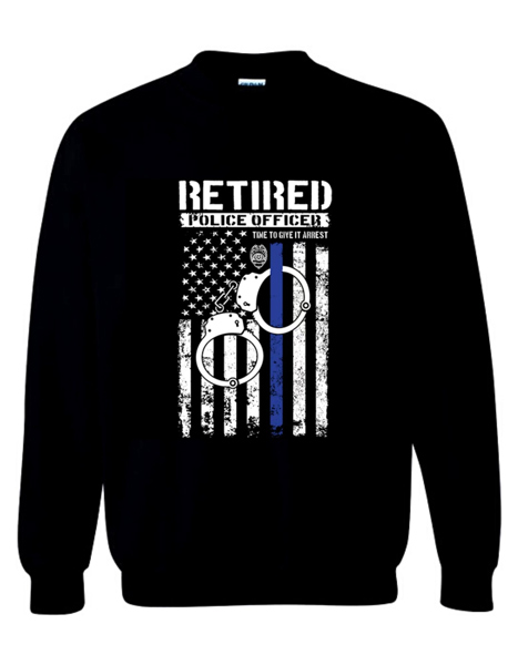 Wholesale Black Sweat Shirt Retired Police Officer XXL