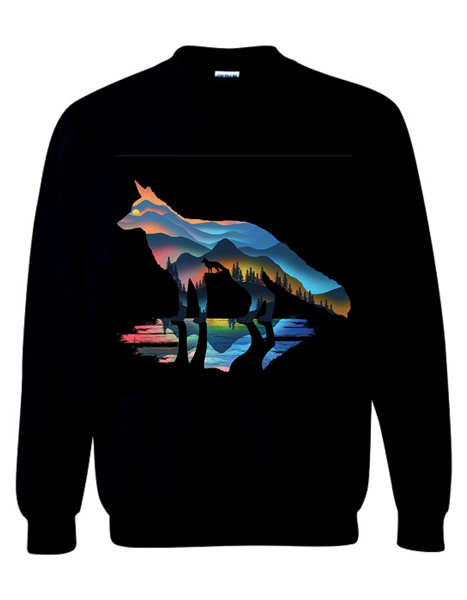 Wholesale Black Sweat Shirts Mountain Fox