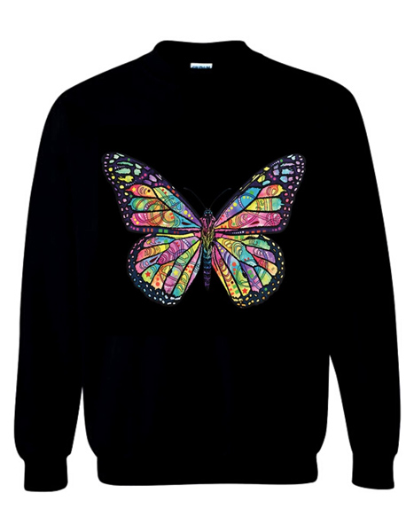Wholesale Black Sweat Shirts Butterfly XXL