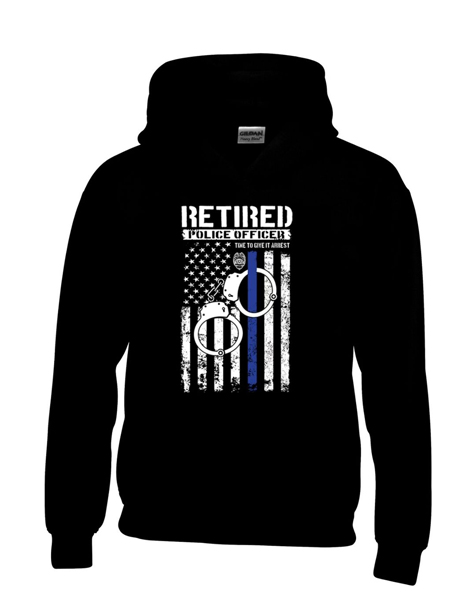 Wholesale Black Hoodie Retired POLICE Officer XXL