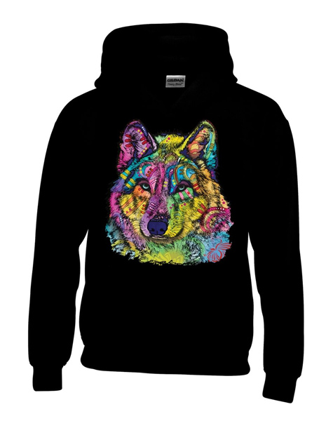 Wholesale Black Hoodie Stare At Wolf XXL