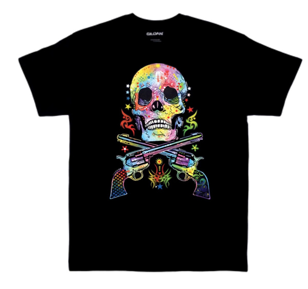 Wholesale Black T Shirt Skull &Gun