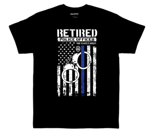 Wholesale Black T Shirt Retried POLICE Officer