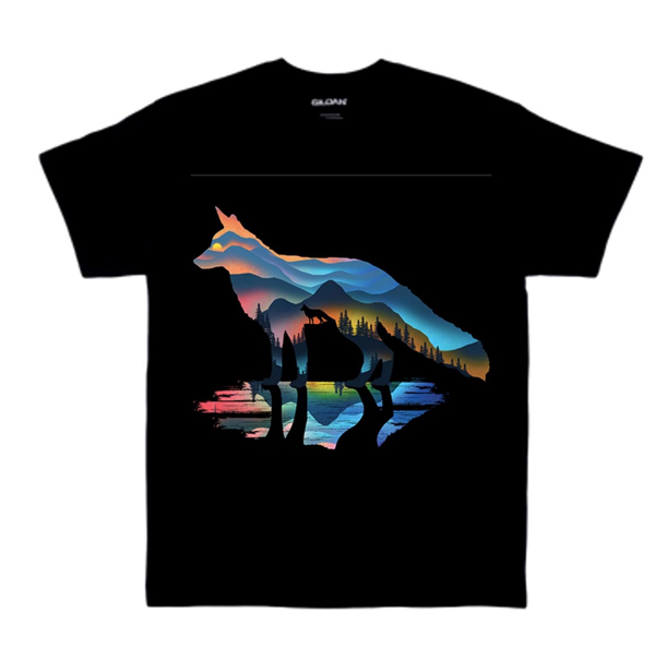 Wholesale Black T Shirt Mountain fox XXL