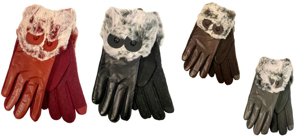 Lady Winter Faux Fur Touch GLOVES Solid Color