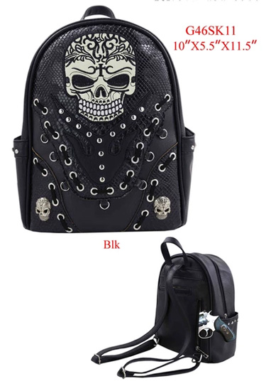 Wholesale Concealed Carry Sugar SKULL Punk Art Backpack Black