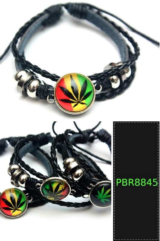 Wholesale Faux Leather Marijuana Bracelet