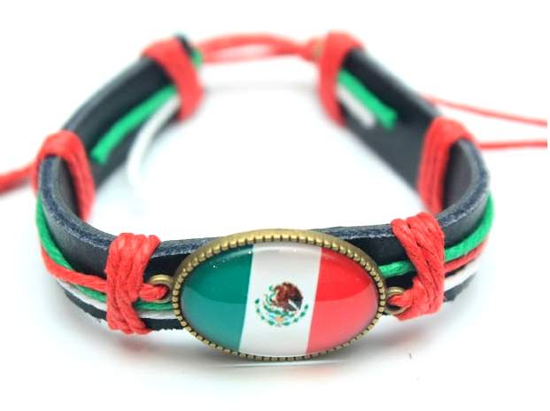 Wholesale Faux Leather MEXICO FLAG Bracelet