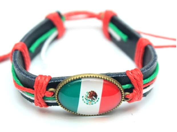 Wholesale Faux Leather MEXICO FLAG BRACELET