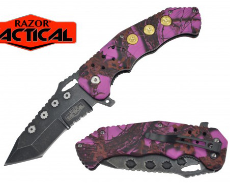 Wholesale Spring Assisted  Knife w/ABS Handle, 4.5'' closed Purple