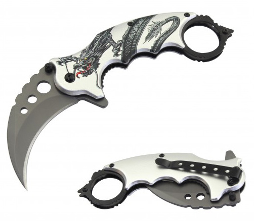 7'' Overall Spring Assisted Karambit KNIFE Gray