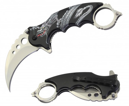 7'' Overall Spring Assisted Karambit KNIFE Silver