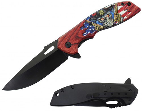 Wholesale Skull Assisted KNIFE w/ABS Handle 8.25'' overall