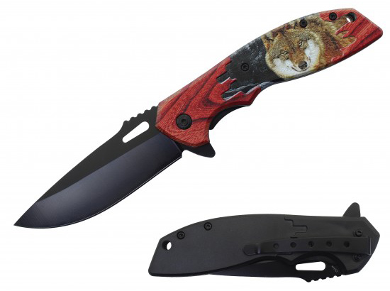 Wholesale Skull Assisted Knife w/ABS Handle 8.25'' overall