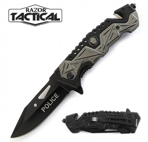 Wholesale POLICE Folding Knife w/ Metal Handle