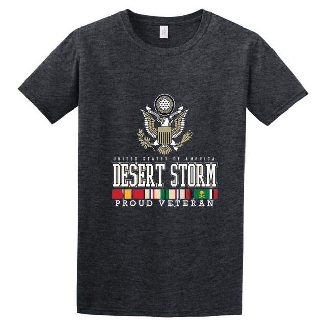 VETERAN EAGLE - DESERT STORM T-SHIRTS Dark Heater Colors XXL