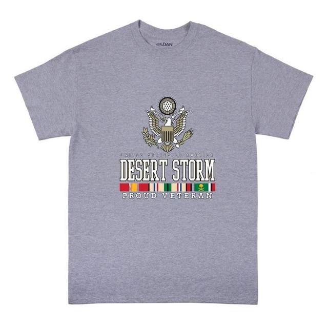 VETERAN EAGLE - DESERT STORM T-SHIRTS Sports Gray Colors