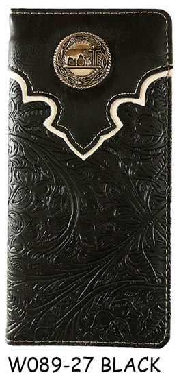 Wholesale Men Check BOOK Wallet With Cross Design Black