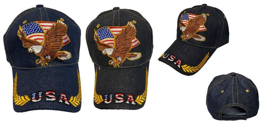 Wholesale Flying Eagle with USA Flag BASEBALL Cap/Hat