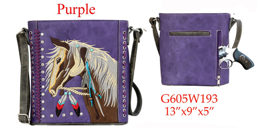 Wholesale HORSE Crossbody Sling Purple With Conceal Pocket