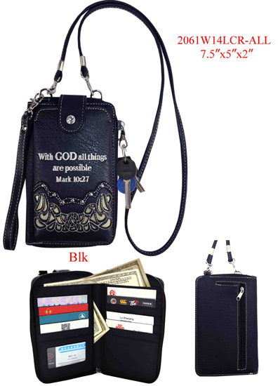 Wholesale Phone WALLET With God All Things All Possible Black