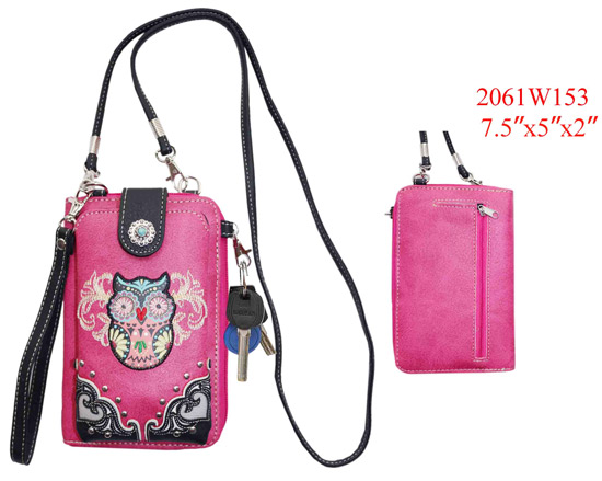 Wholesale Phone WALLET Owl design Hot Pink